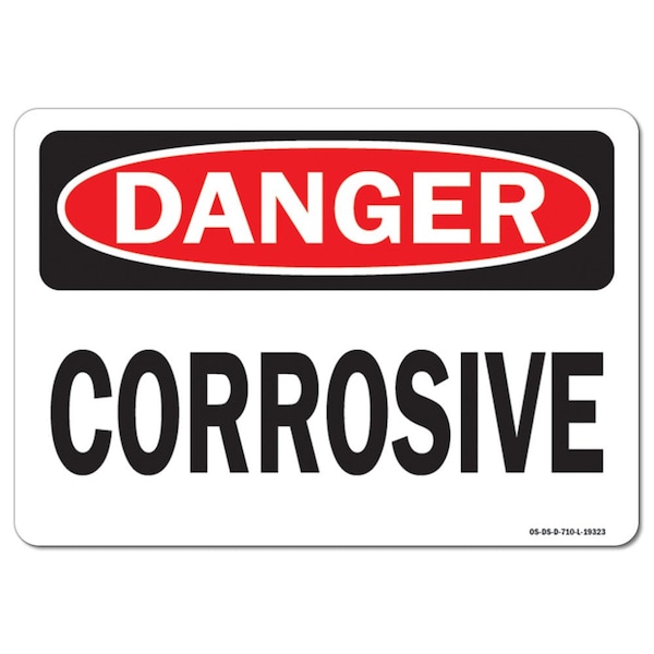 Safety Sign, OSHA Danger, 18" Height, 24" Width, Aluminum, Corrosive, Landscape, 1824-L-19323